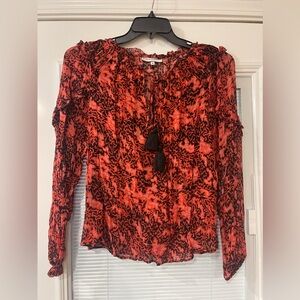 Karina Grimaldi Red and Black Print Blouse